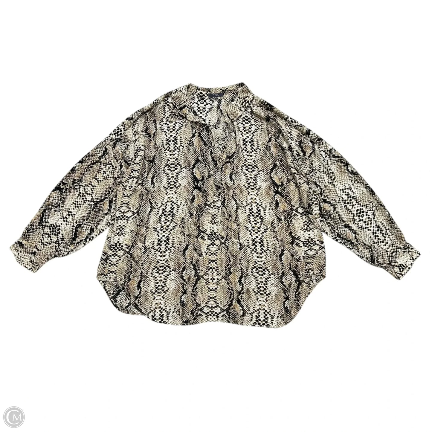Top Long Sleeve By Not Your Daughters Jeans In Snakeskin Print, Size: 1x