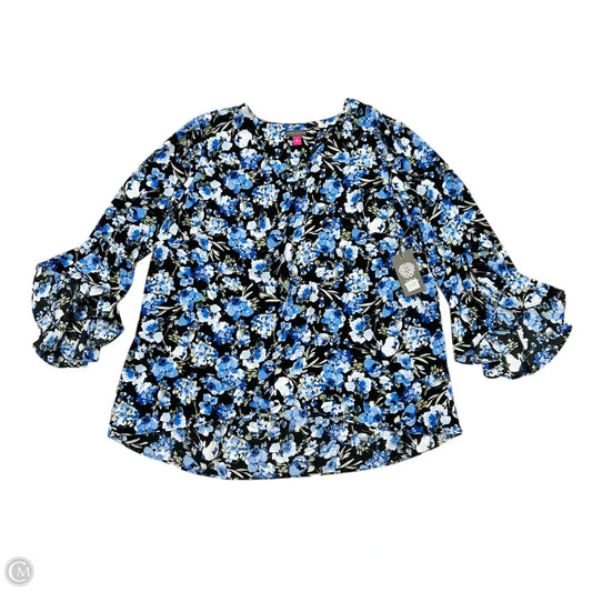 Top Long Sleeve By Vince Camuto In Black & Blue, Size: 1x