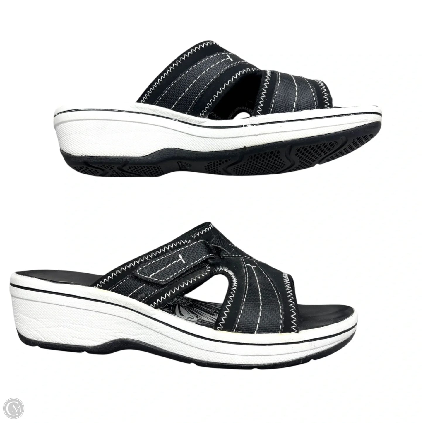 Sandals Flats By Clarks In Black & White, Size: 8