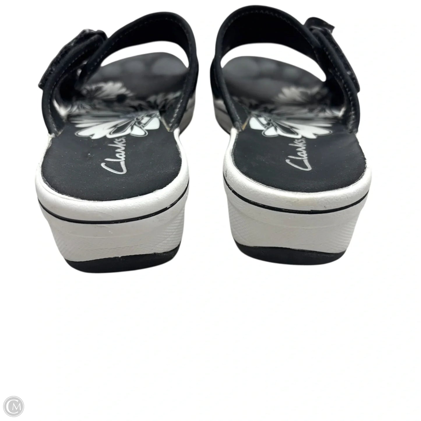 Sandals Flats By Clarks In Black & White, Size: 8