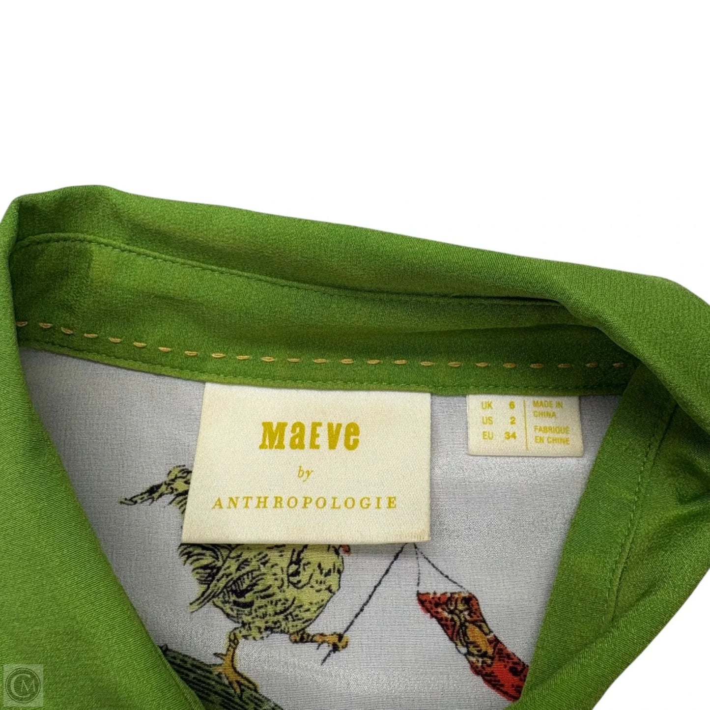 Top Long Sleeve By Maeve In Green & White, Size: Xs