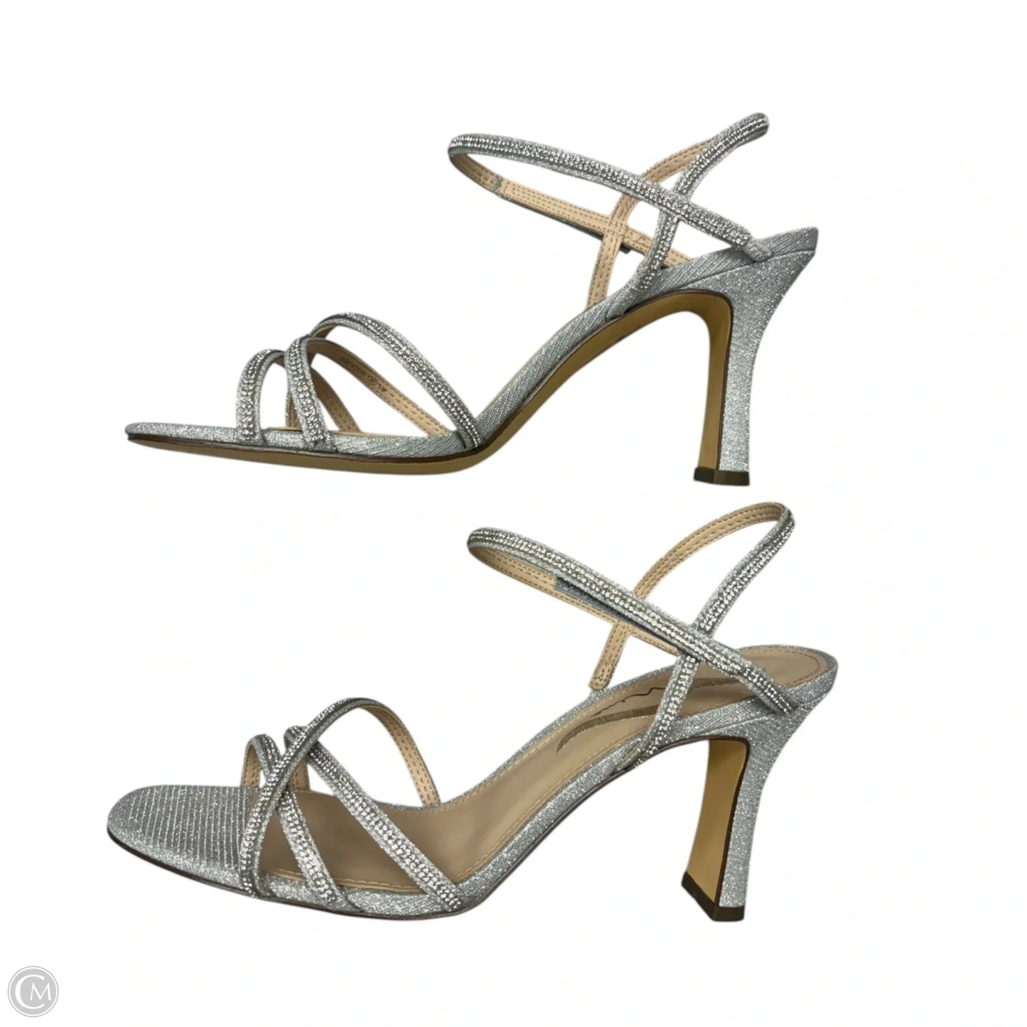 Sandals Heels Kitten By Nina In Silver, Size: 9