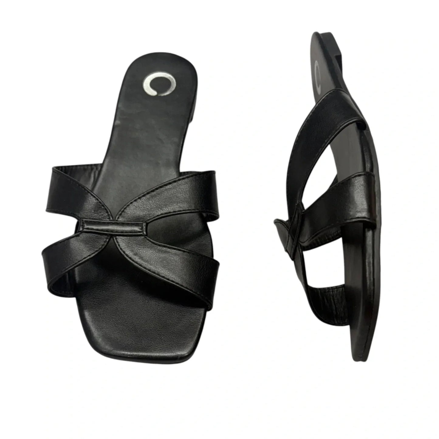 Sandals Flats In Black, Size: 10