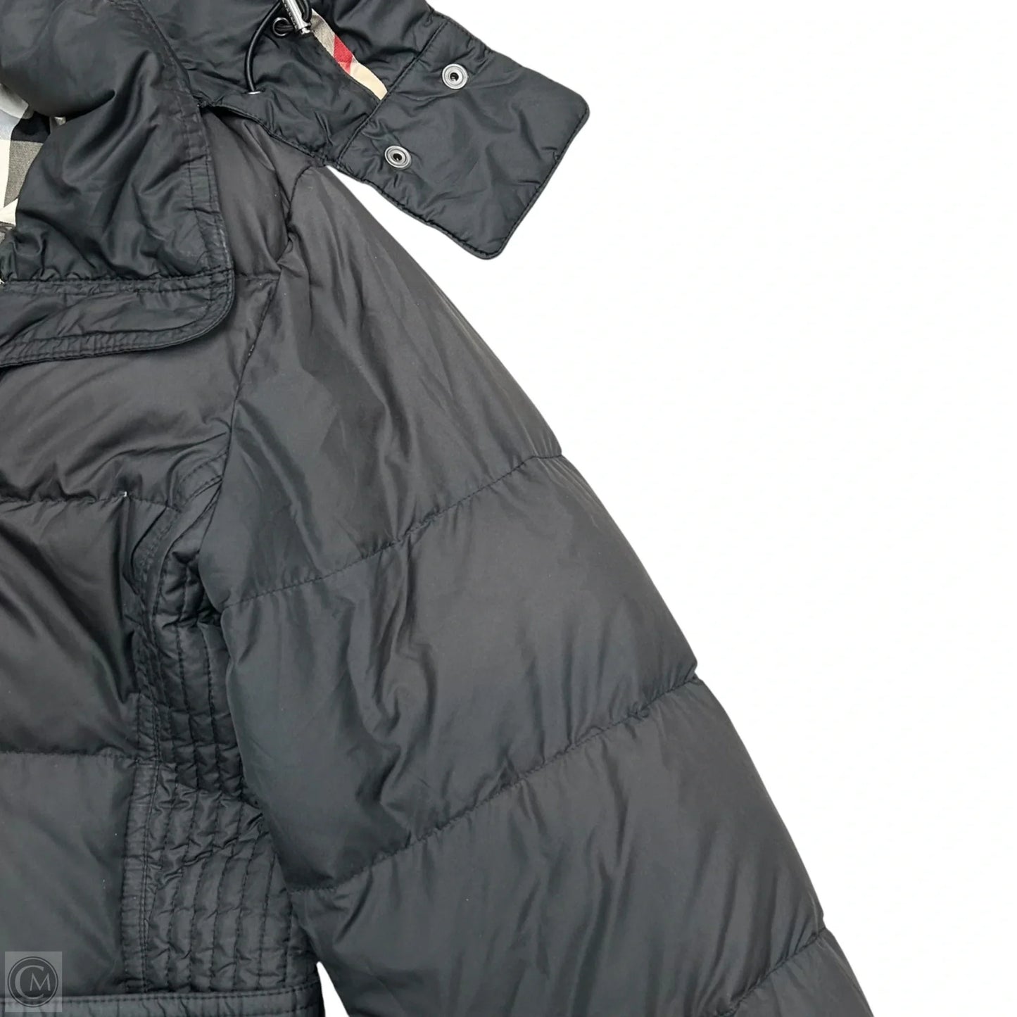 Coat Luxury Designer By Burberry In Black, Size: M