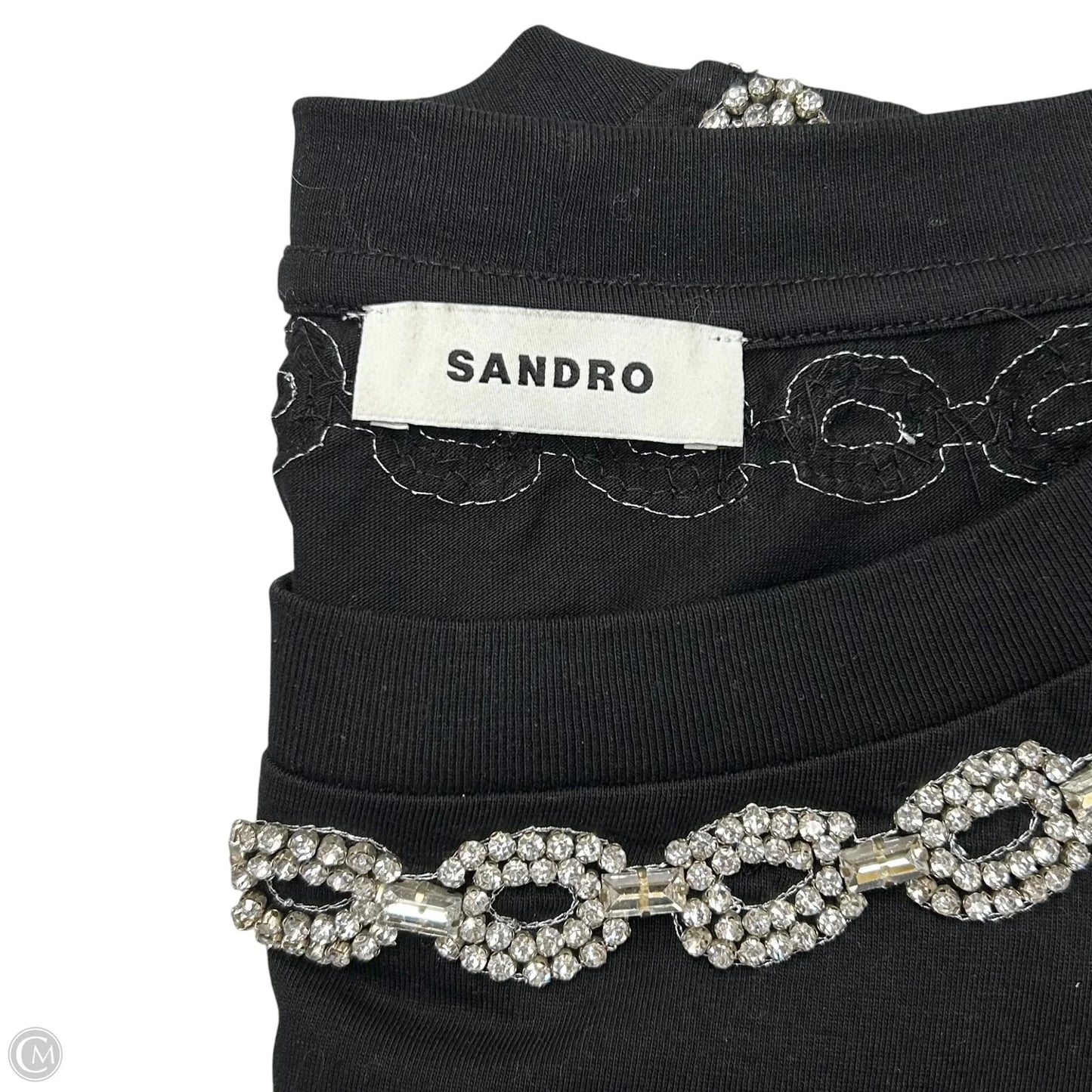 Top Short Sleeve Designer By Sandro In Black, Size: S