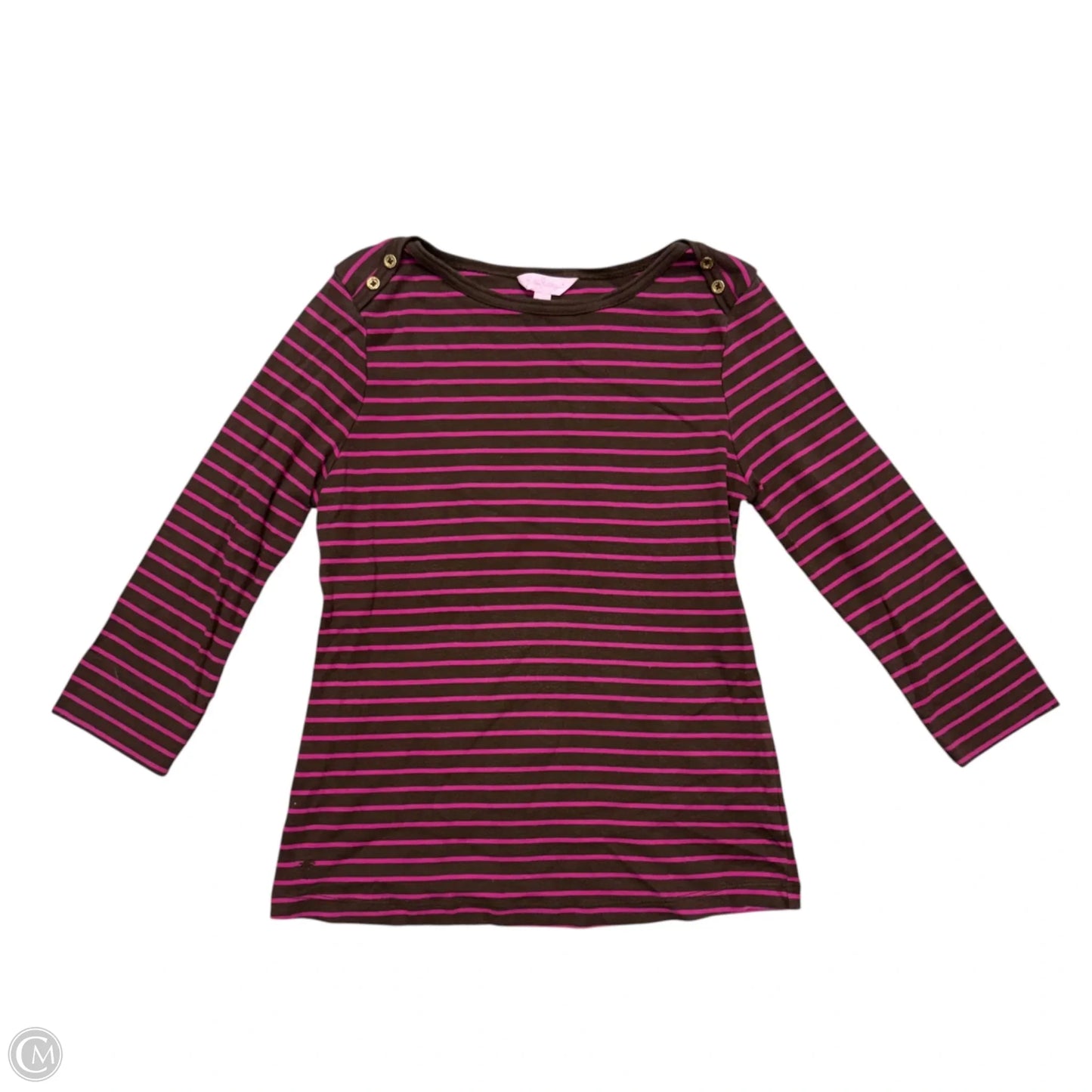 Top Long Sleeve Designer By Lilly Pulitzer In Brown & Pink, Size: M