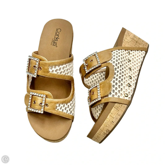 Sandals Heels Wedge By Corkys In Tan, Size: 11