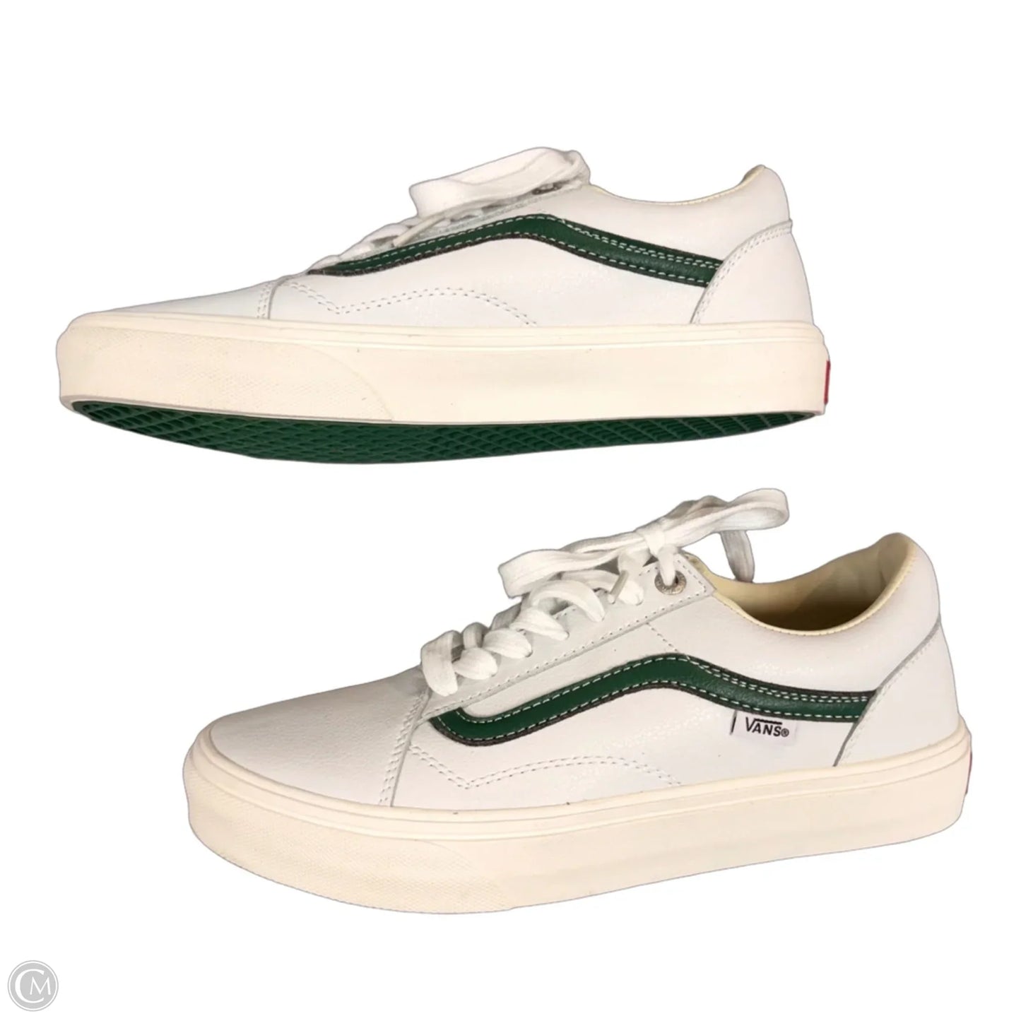 Shoes Sneakers By Vans In Green & White, Size: 8.5