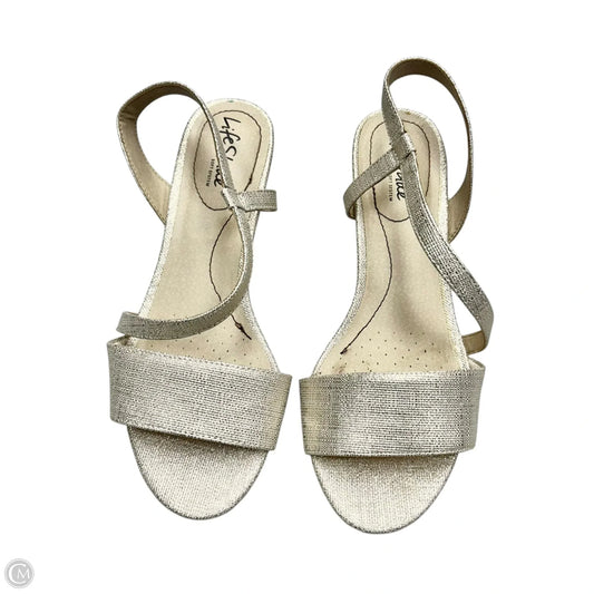 Sandals Heels Wedge By Life Stride In Gold, Size: 9
