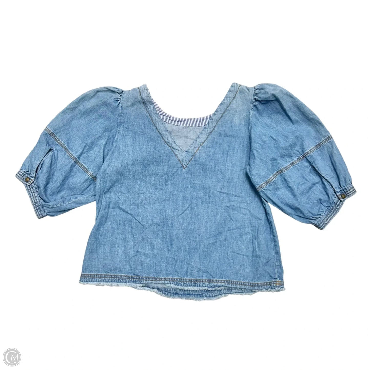 Top Short Sleeve By Pilcro In Blue Denim, Size: S
