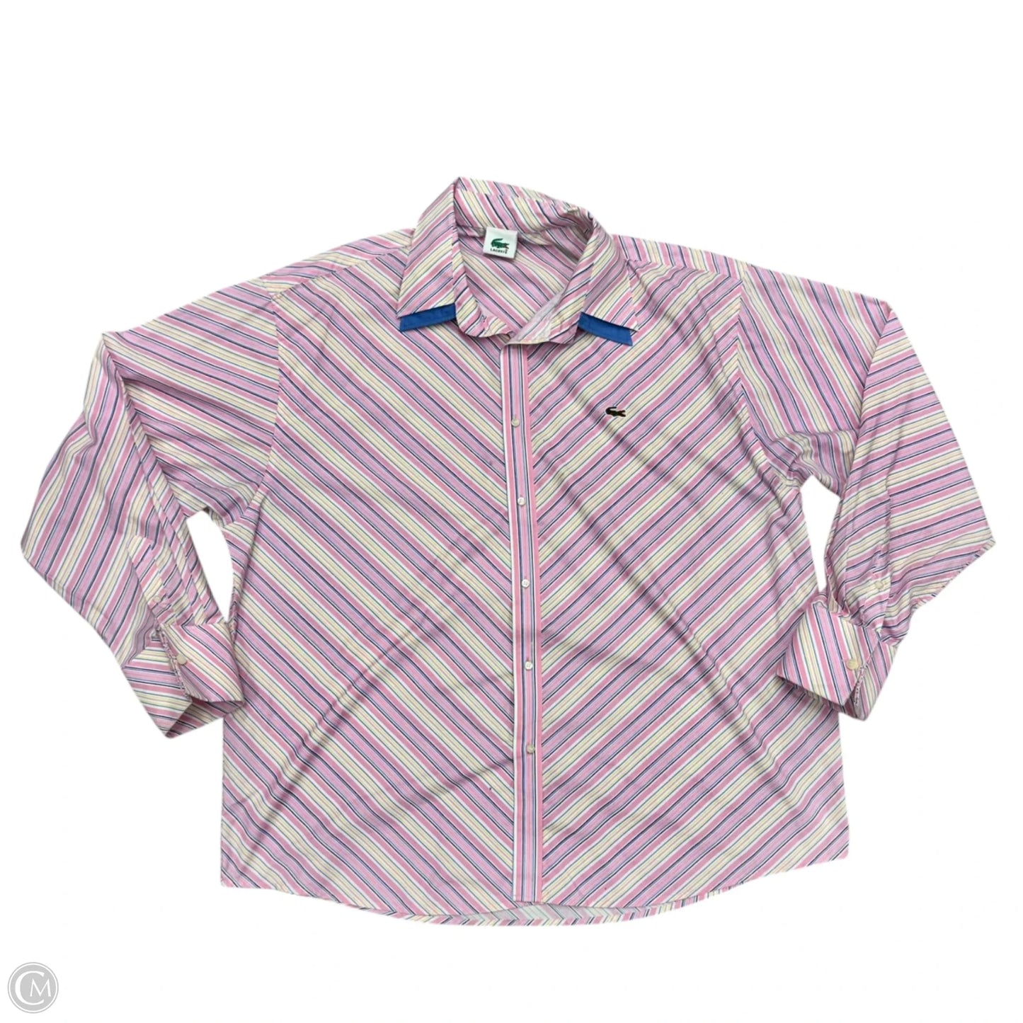 Top Long Sleeve By Lacoste In Pink & Yellow, Size: 4x