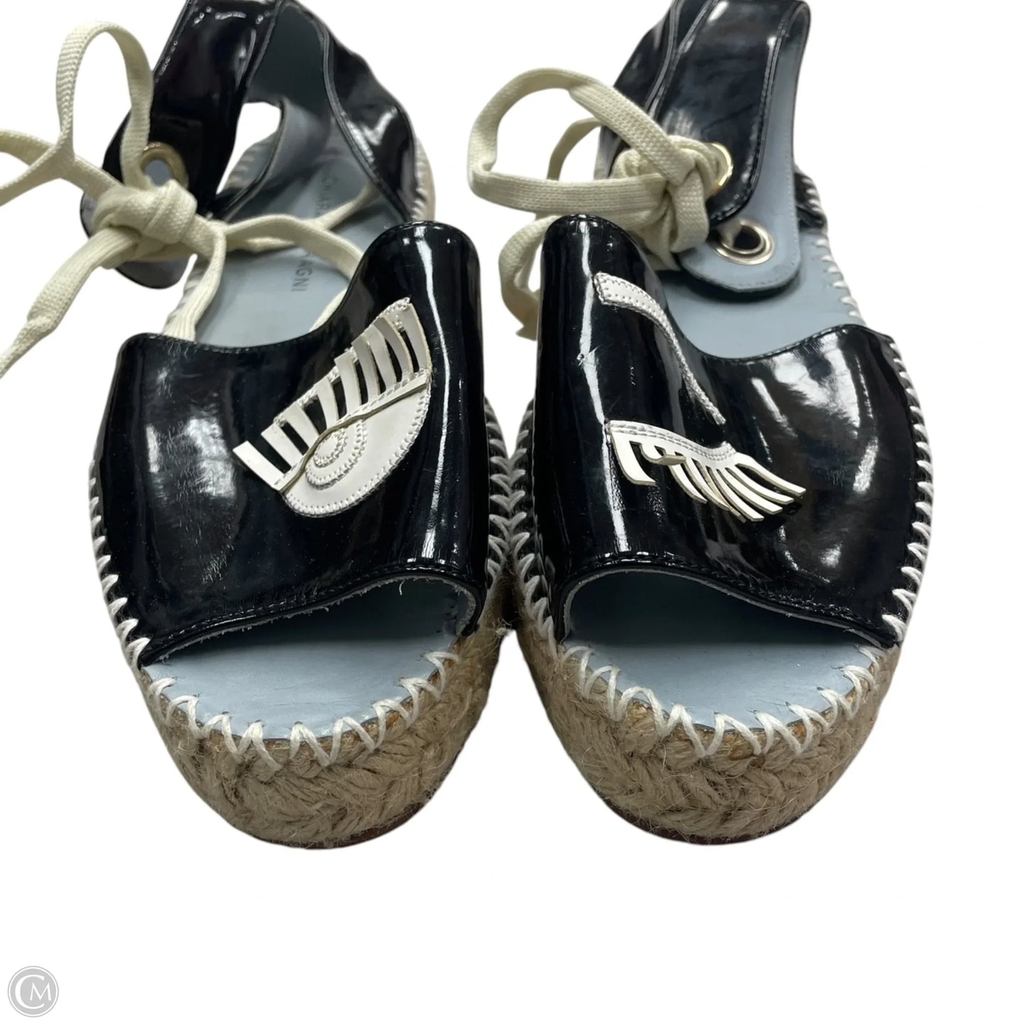 Sandals Flats By Chiara Ferragni In Black & Cream, Size: 9.5
