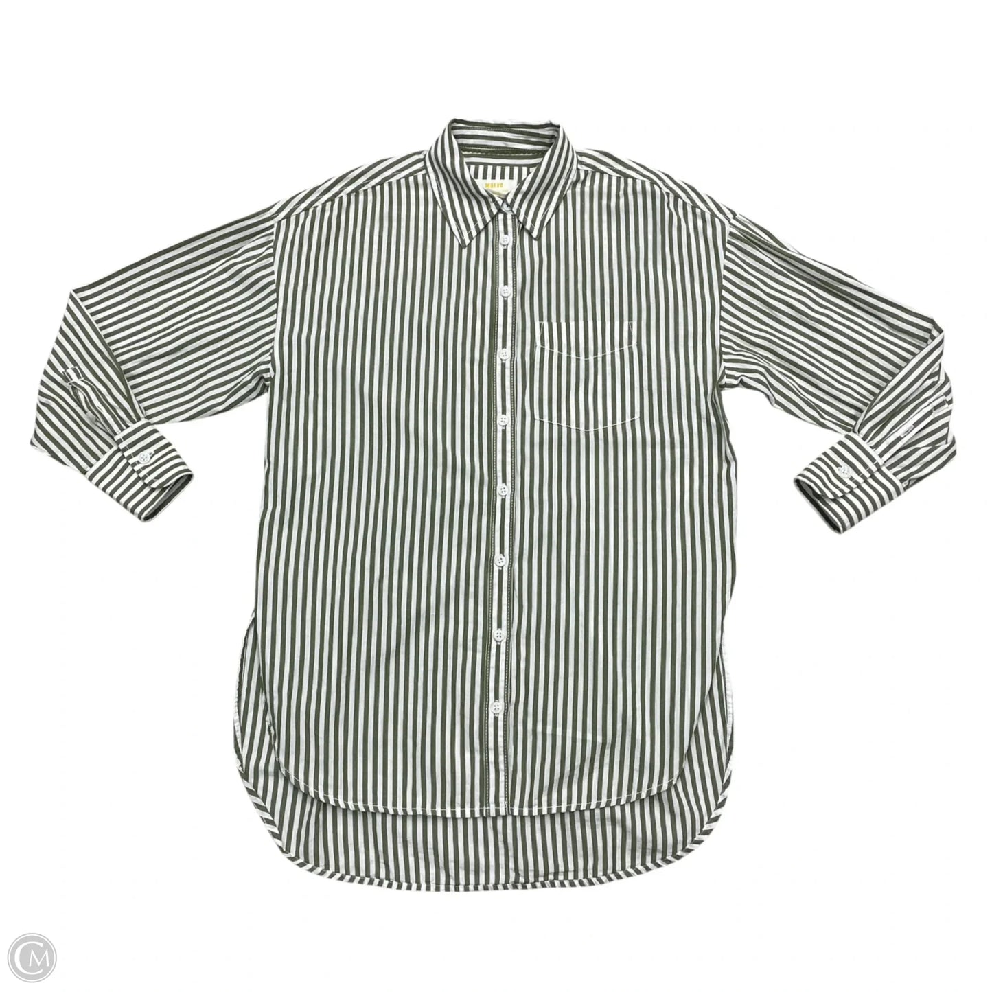 Top Long Sleeve By Maeve In Green & White, Size: Xxs
