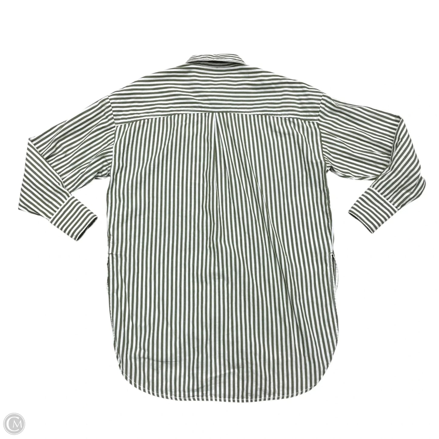 Top Long Sleeve By Maeve In Green & White, Size: Xxs
