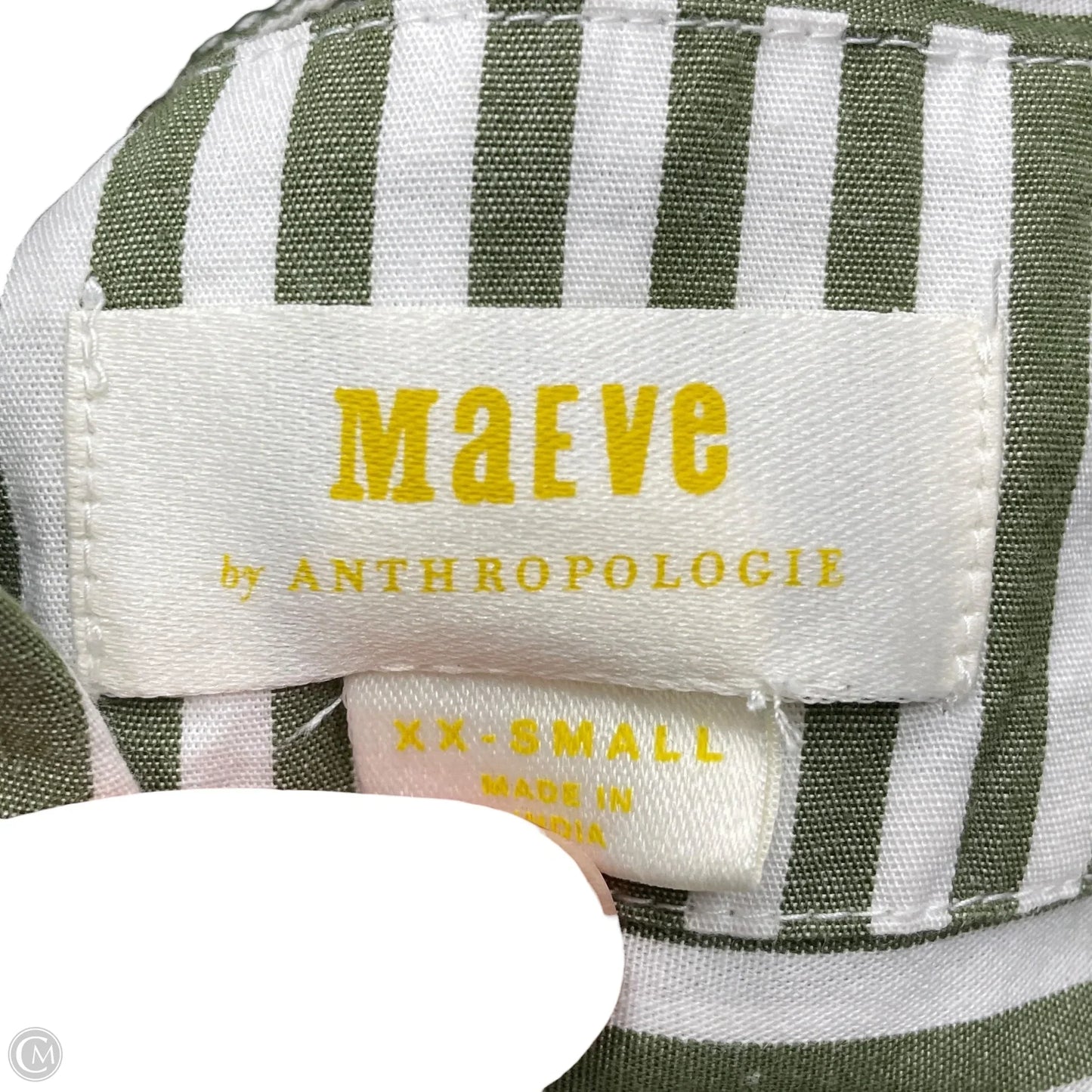 Top Long Sleeve By Maeve In Green & White, Size: Xxs