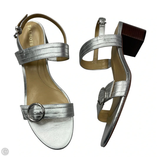 Sandals Heels Block By Talbots In Silver & Tan, Size: 10