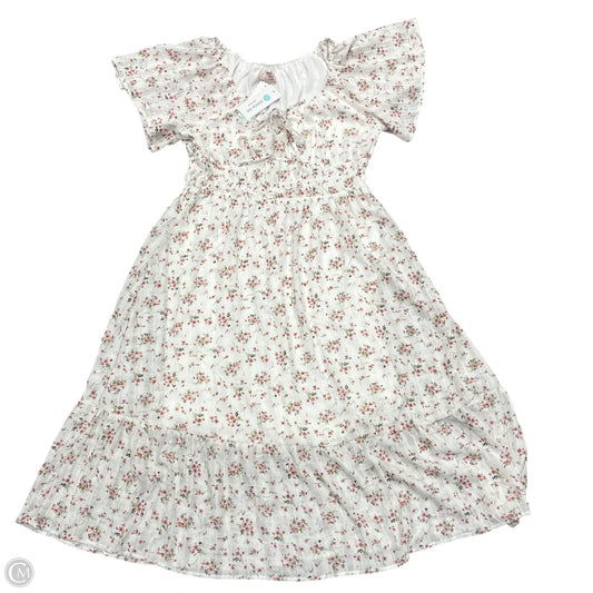 Dress Casual Midi By Dizzy Lizzy In Pink & White, Size: L