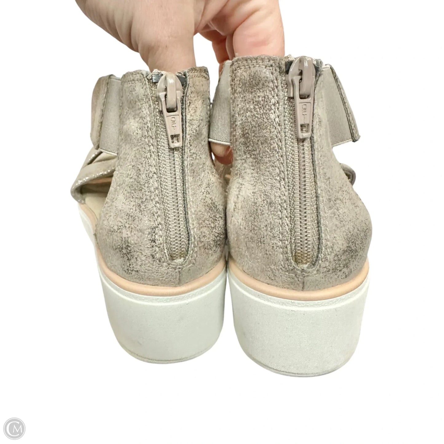 Sandals Heels Wedge By Clarks In Silver, Size: 7
