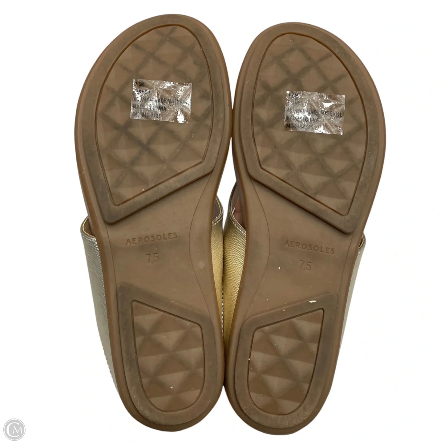 Sandals Flip Flops By Aerosoles In Gold, Size: 7.5