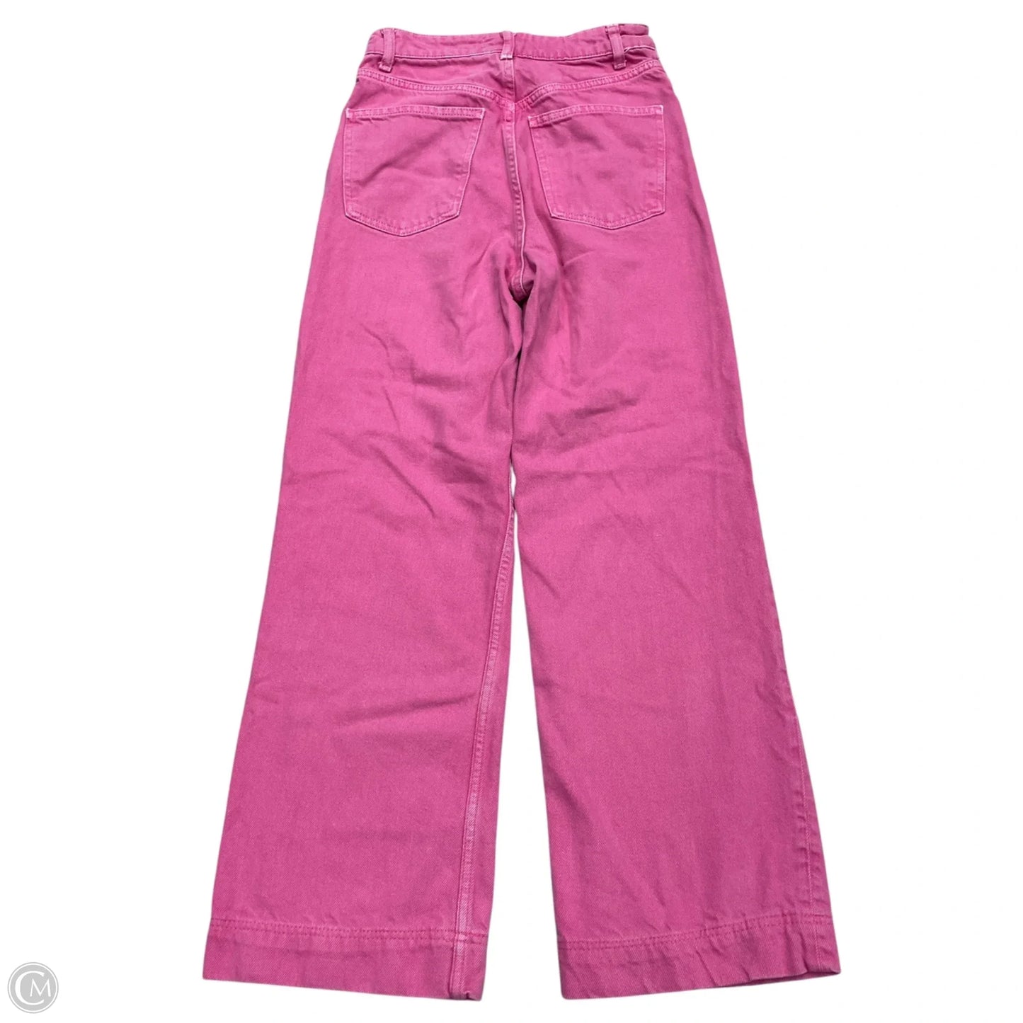 Jeans Wide Leg By Zara In Pink Denim, Size: 4