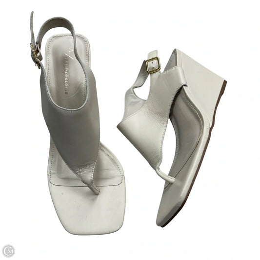 Sandals Heels Wedge By Anthropologie In Cream, Size: 8.5
