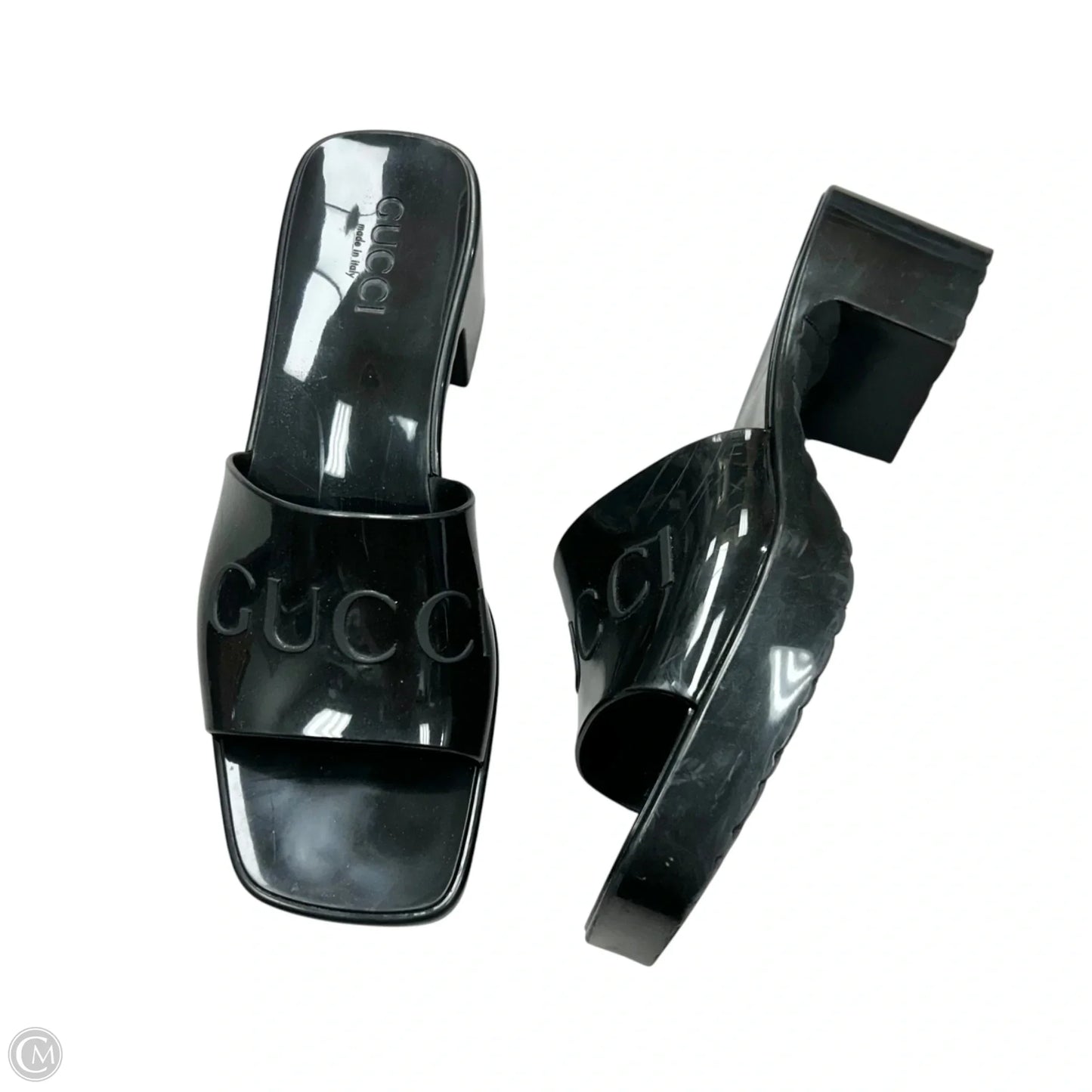 Sandals Luxury Designer By Gucci In Black, Size: 7.5