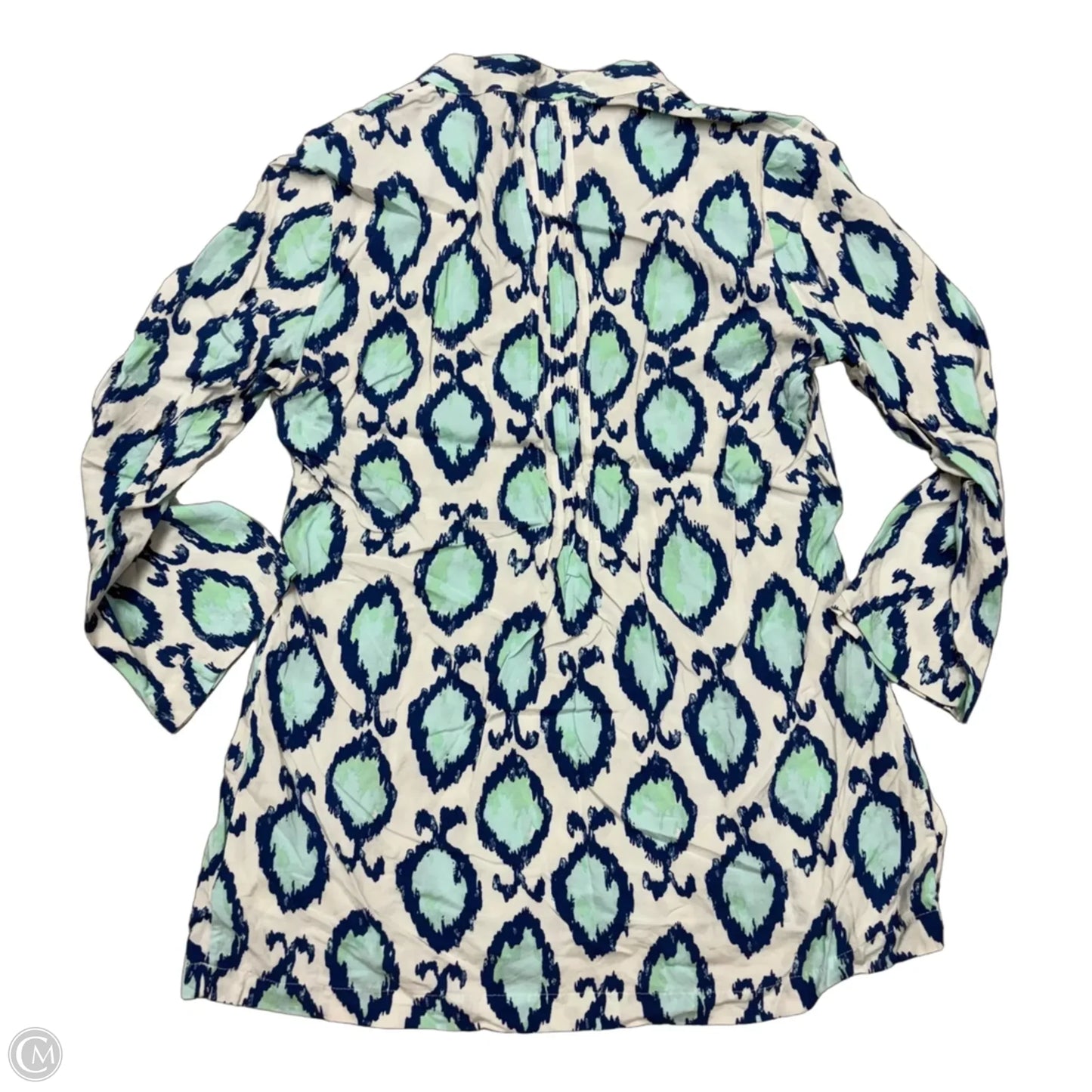 Top Long Sleeve Designer By Lilly Pulitzer In Blue & White, Size: S