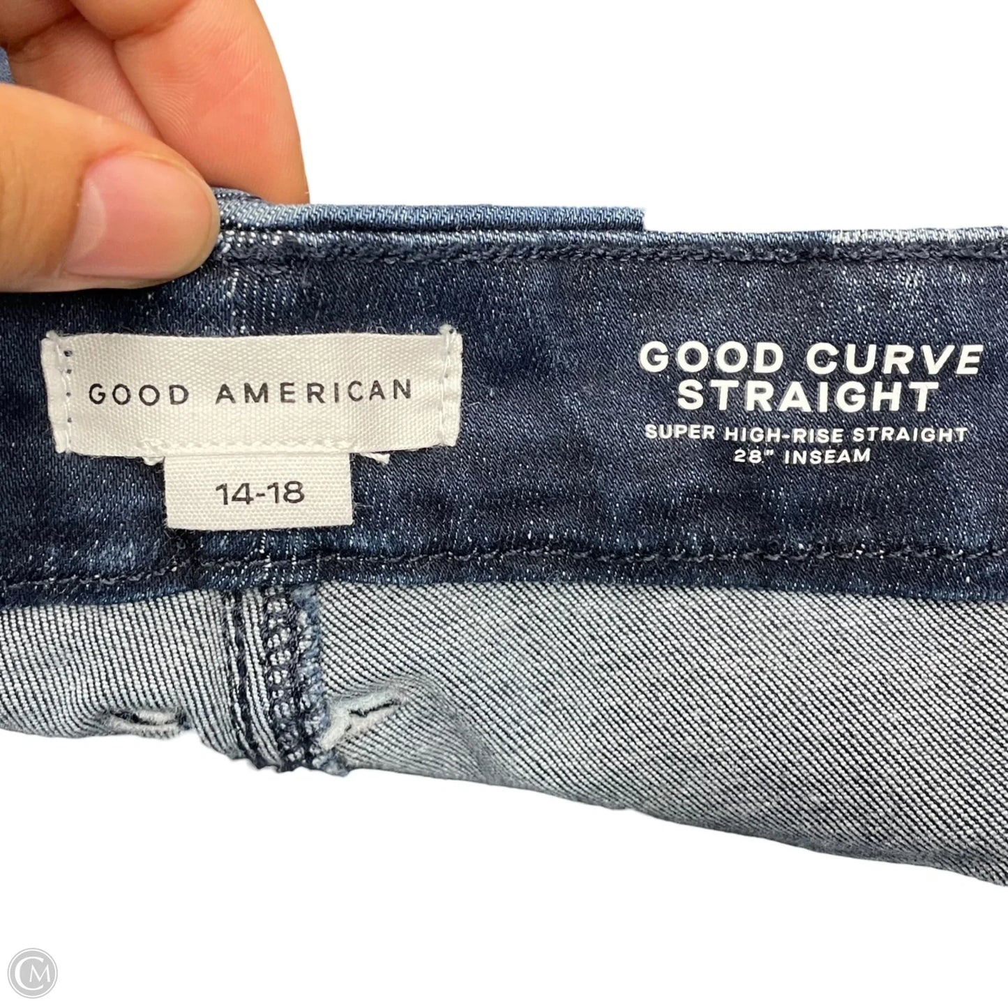 Jeans Straight By Good American In Blue Denim, Size: 14
