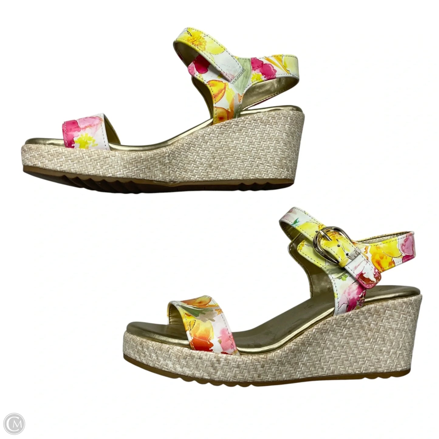 Sandals Heels Wedge By Naturalizer In Floral Print, Size: 10