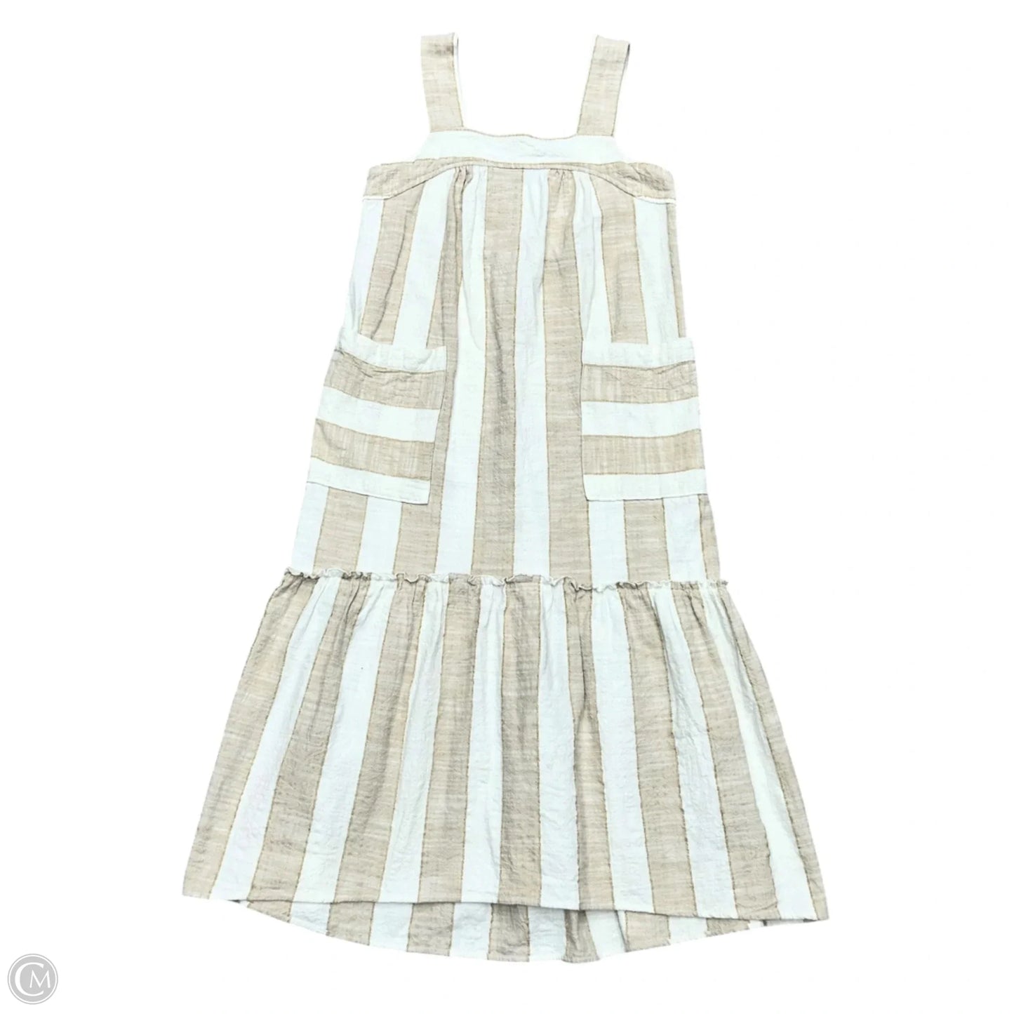 Dress Casual Midi By Maeve In Tan & White, Size: Xs