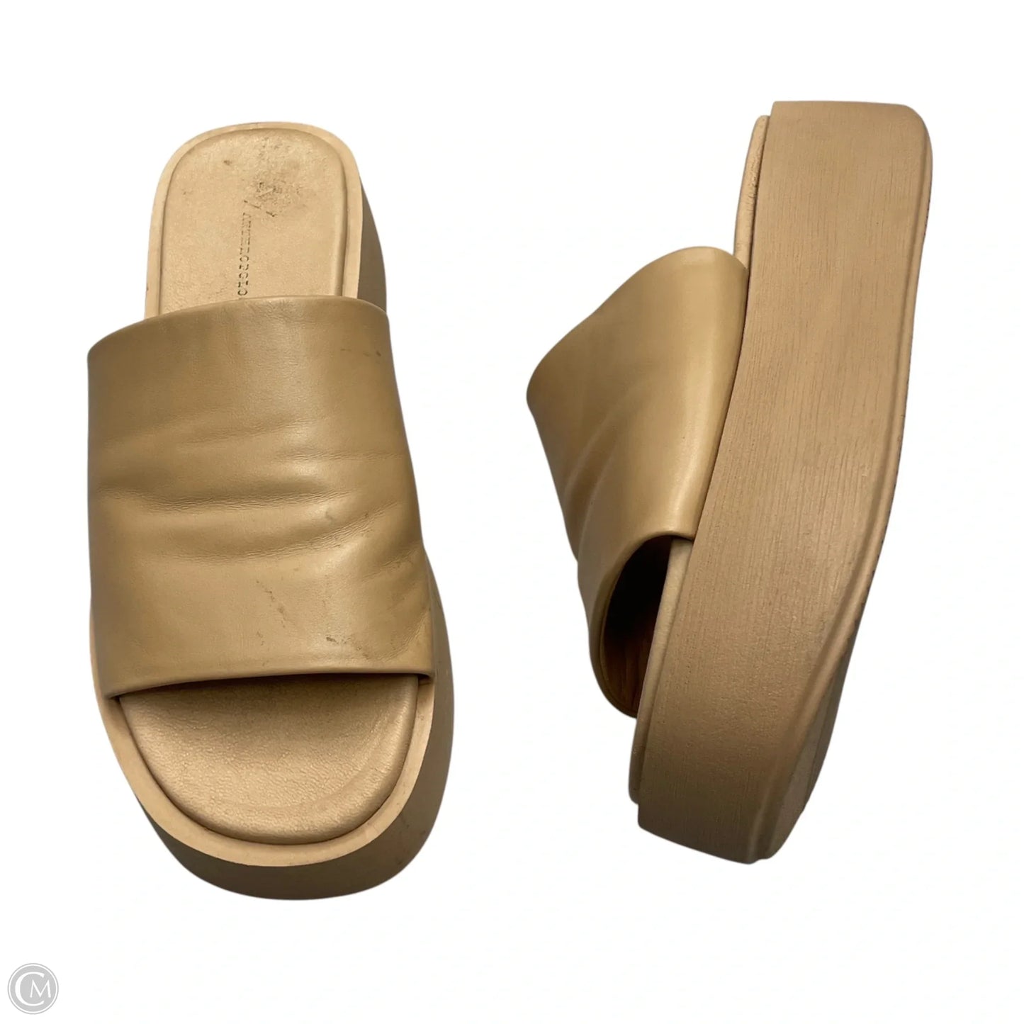 Sandals Heels Platform By Anthropologie In Tan, Size: 10.5