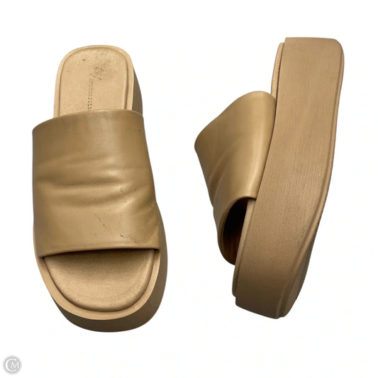 Sandals Heels Platform By Anthropologie In Tan, Size: 10.5