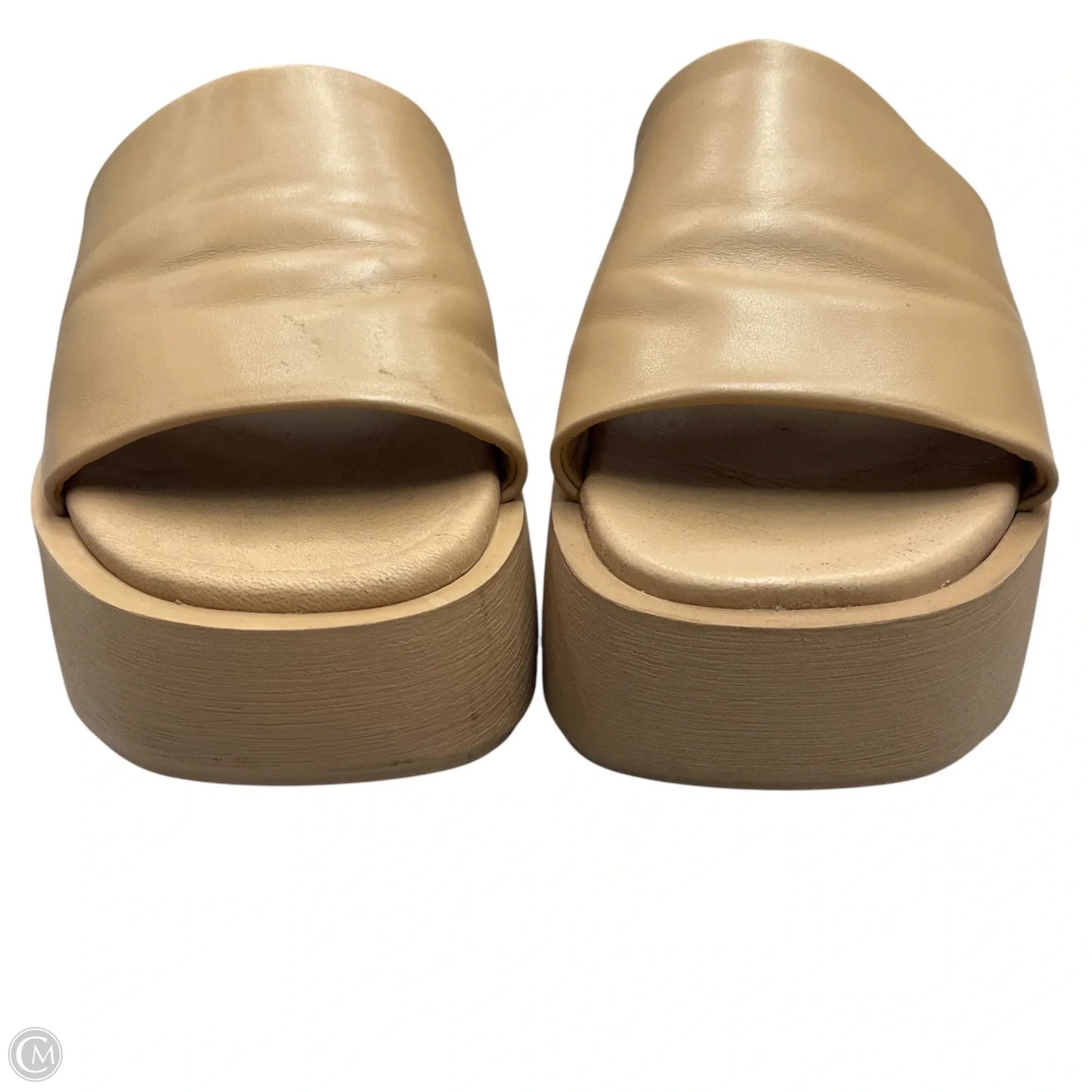 Sandals Heels Platform By Anthropologie In Tan, Size: 10.5