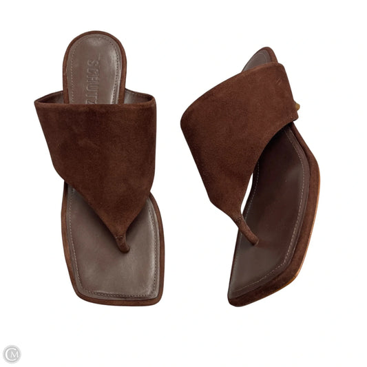Sandals Heels Kitten By Schutz In Brown, Size: 6.5