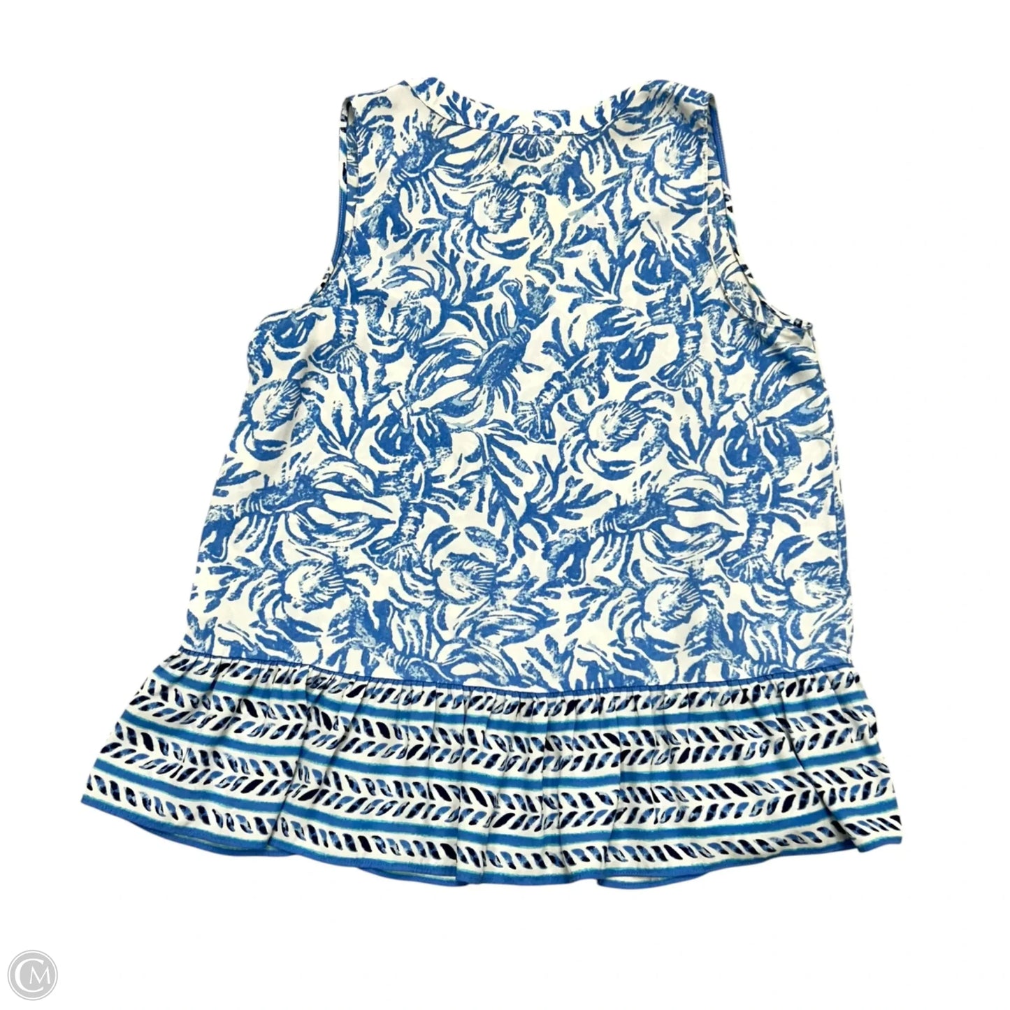 Top Sleeveless Designer By Lilly Pulitzer In Blue & White, Size: L