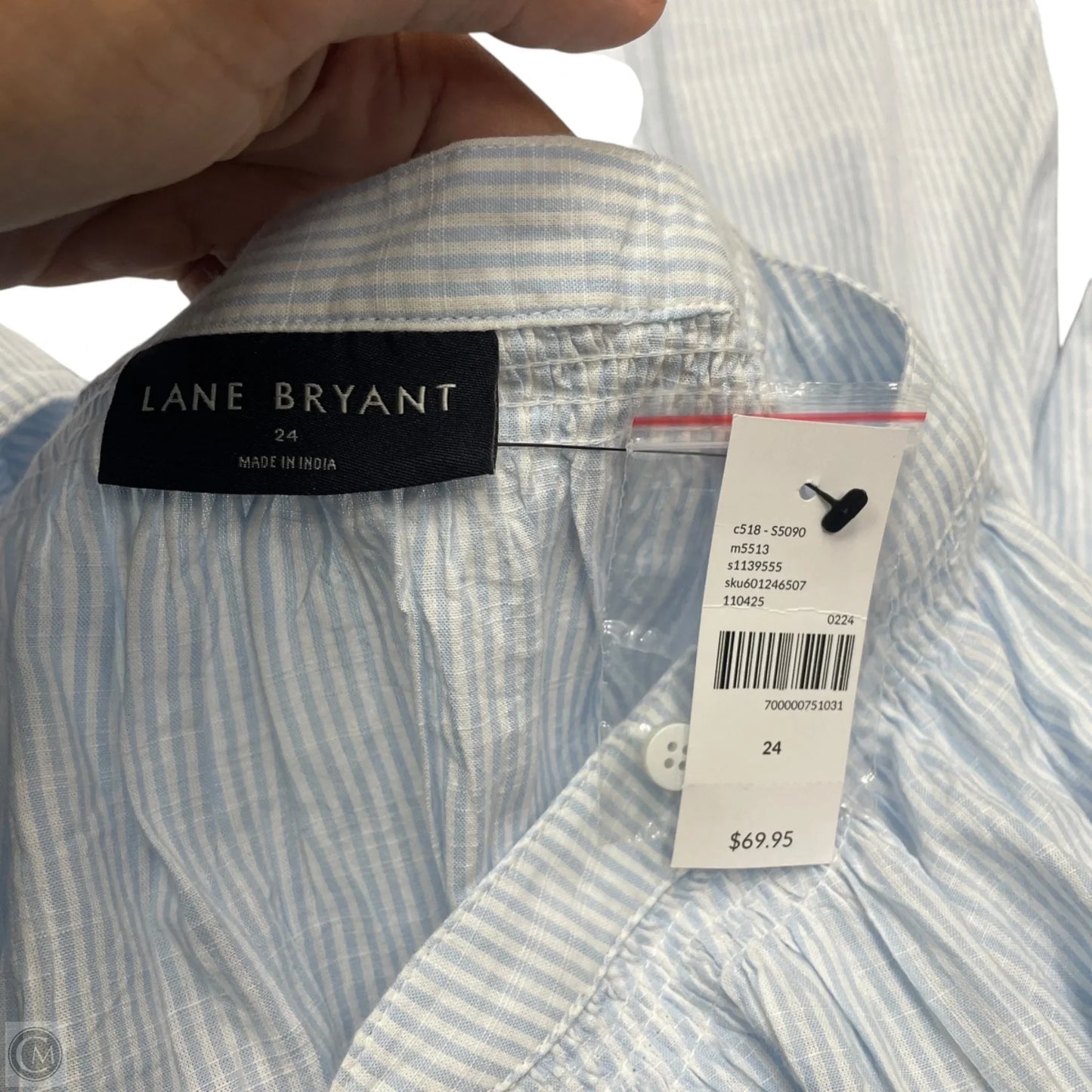 Top Long Sleeve By Lane Bryant In Blue & White, Size: 4x