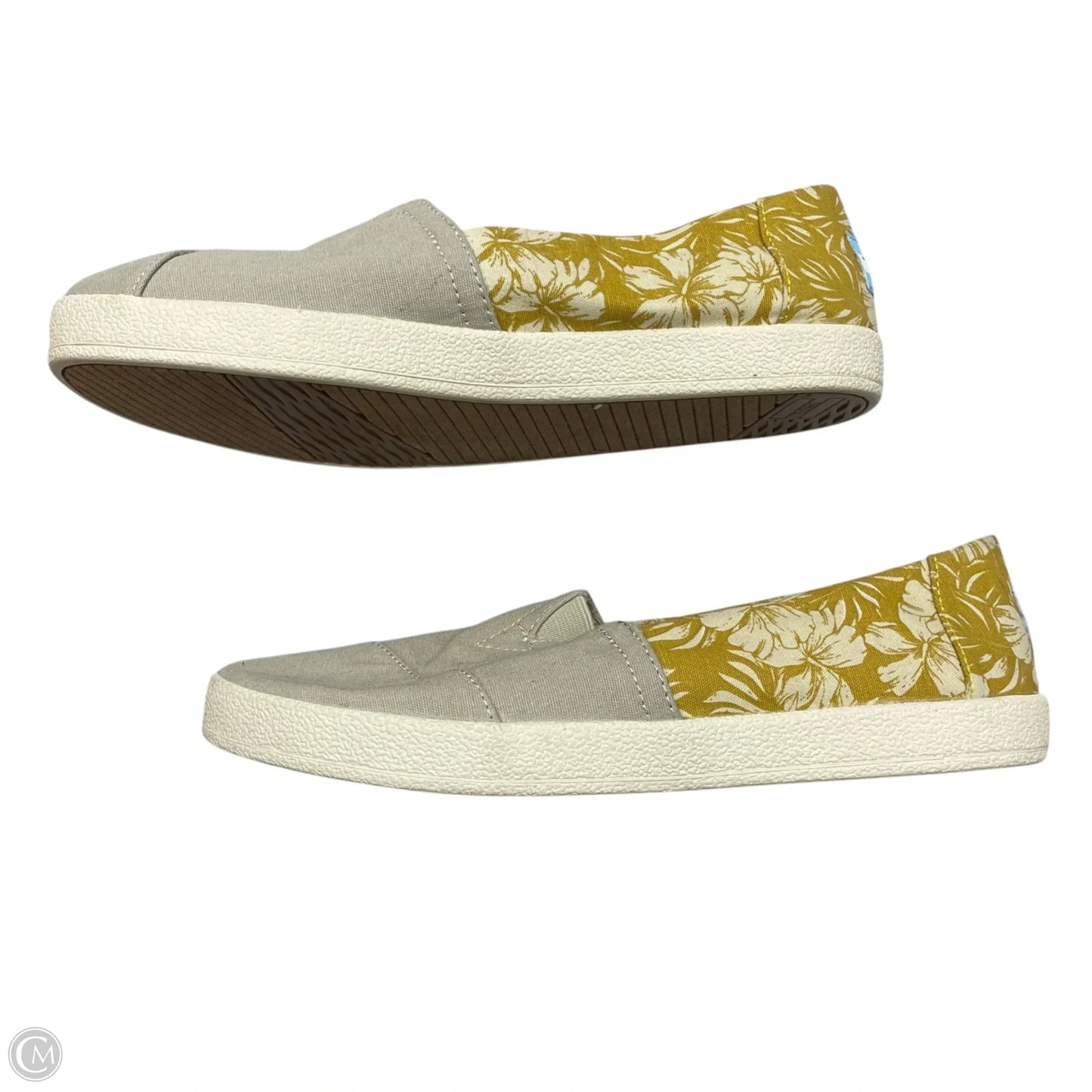 Shoes Flats By Toms In Grey & Yellow, Size: 6.5