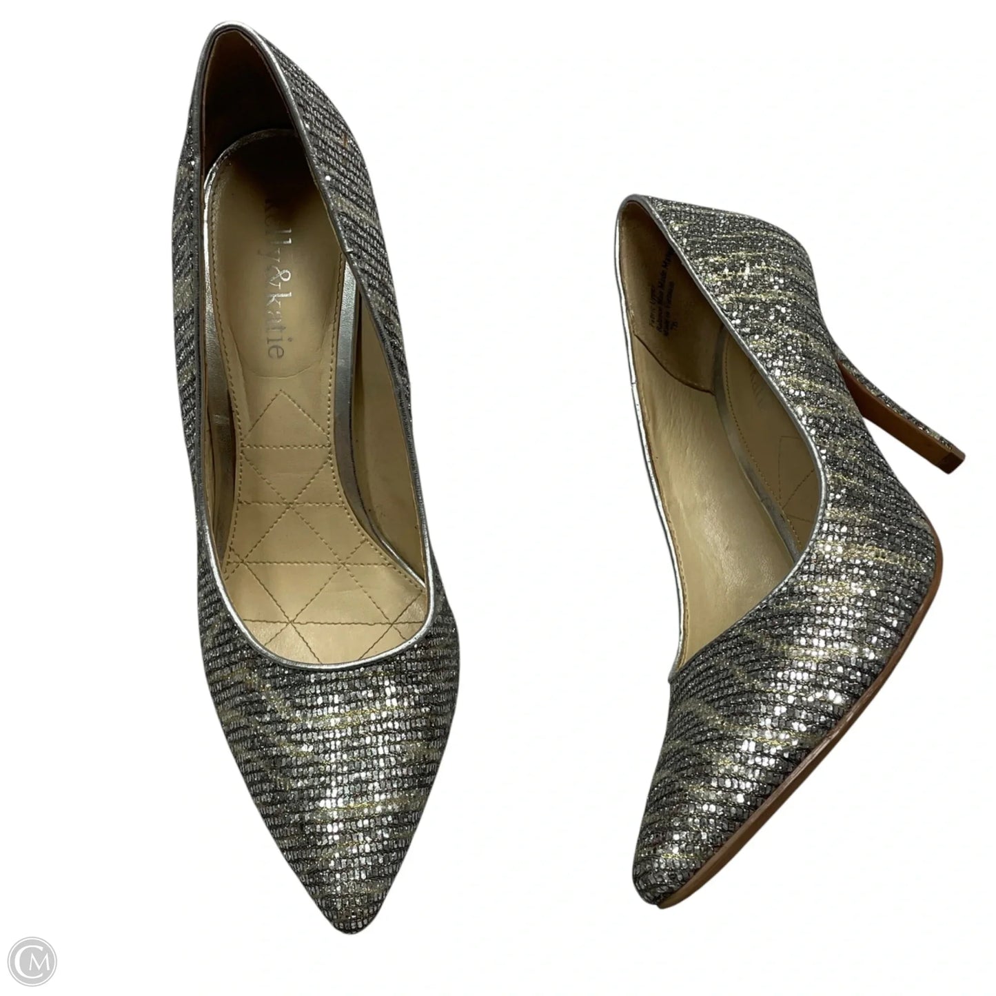 Shoes Heels Stiletto By Kelly And Katie In Gold & Silver, Size: 7.5