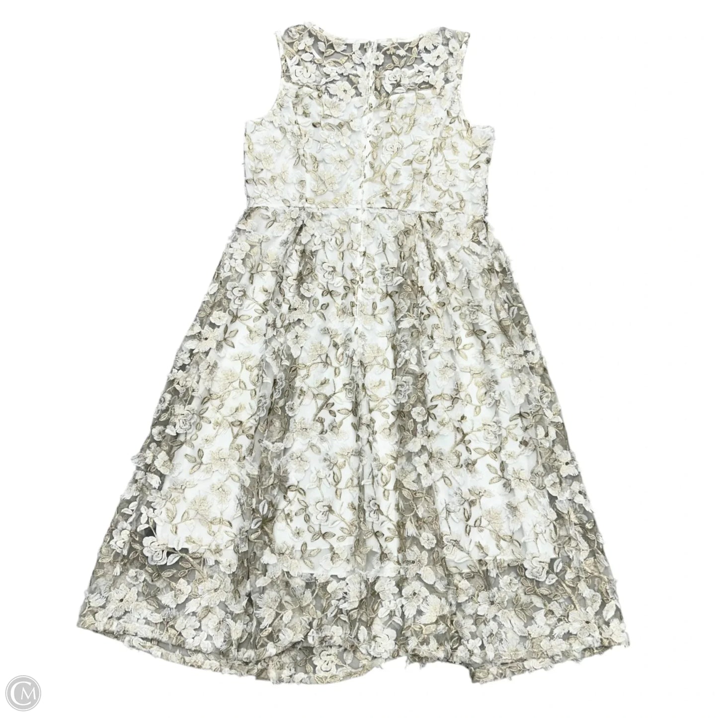Dress Party Midi By Adrianna Papell In Gold & White, Size: 2x