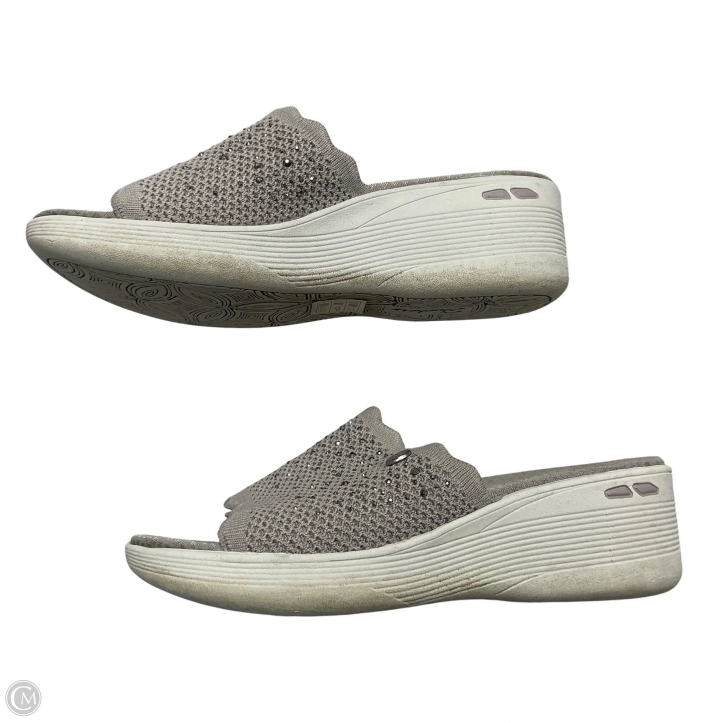 Sandals Heels Wedge By Skechers In Taupe, Size: 7