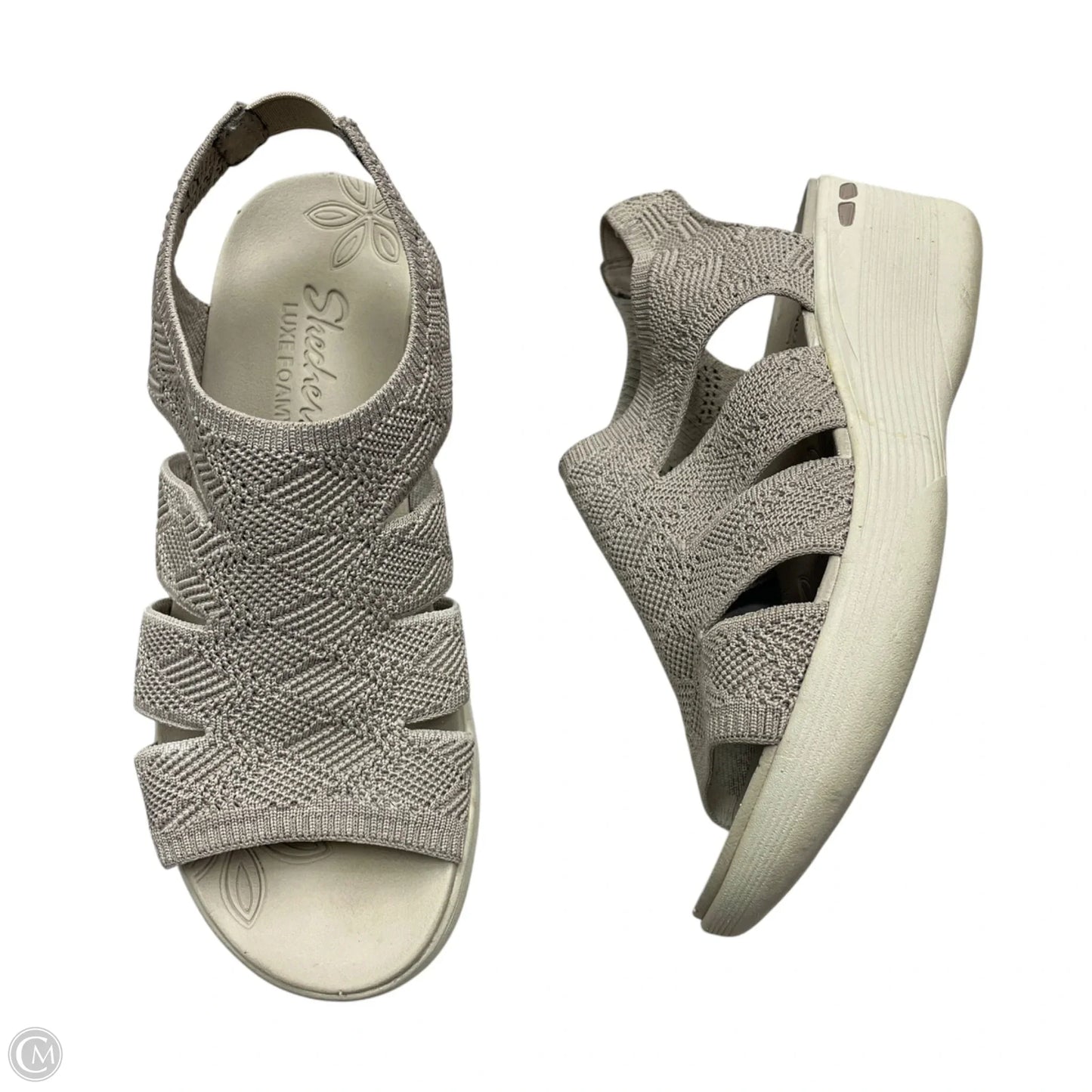 Sandals Heels Wedge By Skechers In Taupe, Size: 7