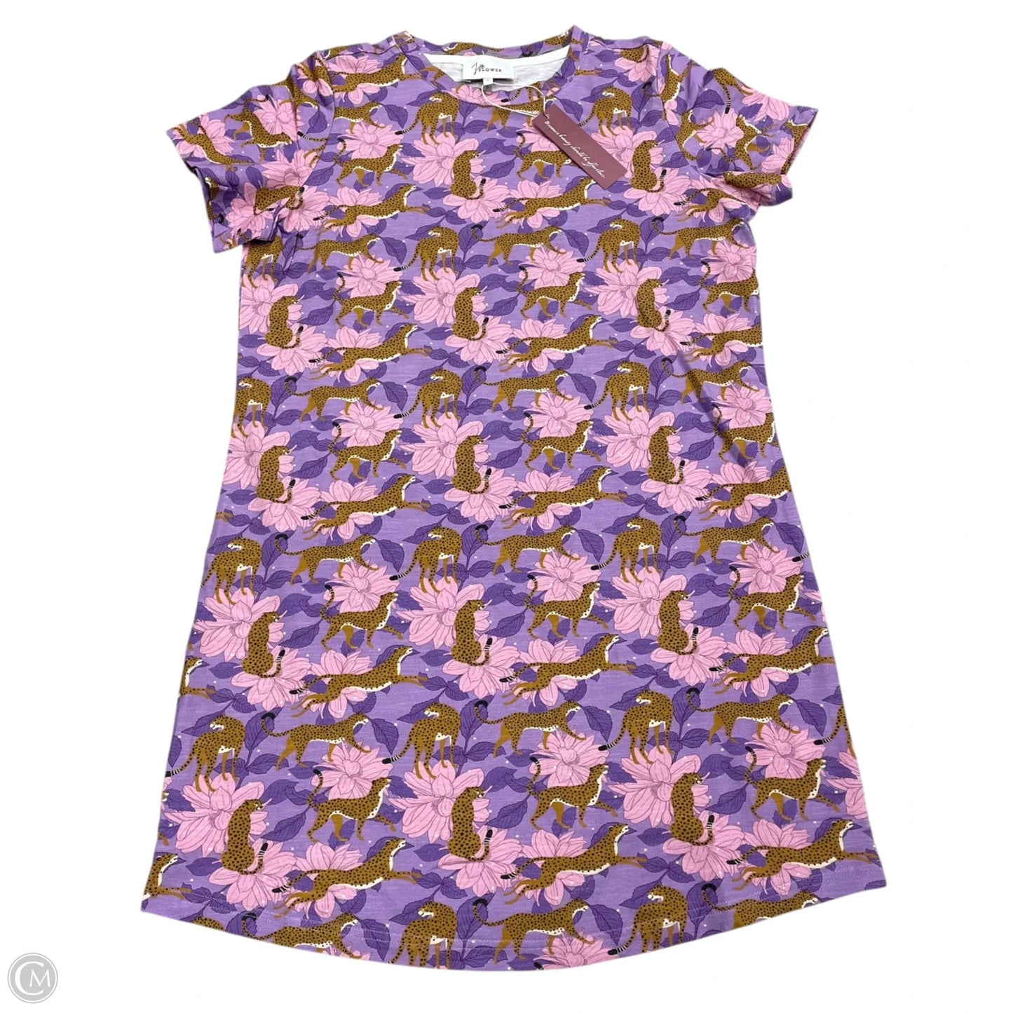 Dress Casual Short By J Flower In Purple & Tan, Size: S