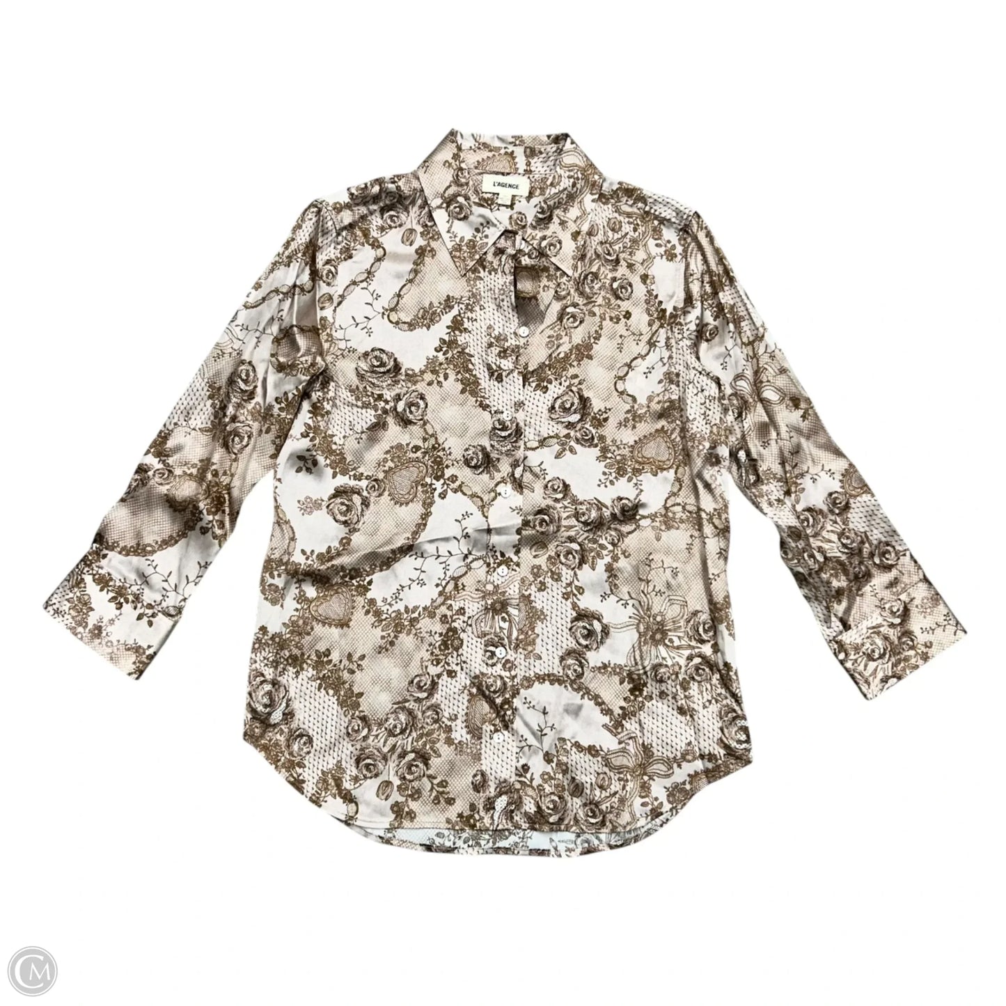 Top Long Sleeve By L Agence In Cream & Tan, Size: Xs
