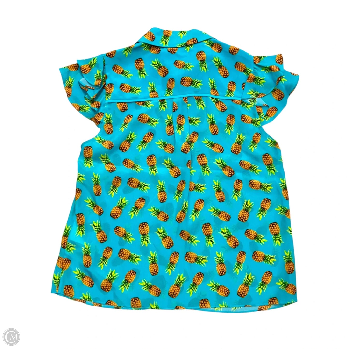 Top Short Sleeve Designer By Alice + Olivia In Blue & Yellow, Size: S