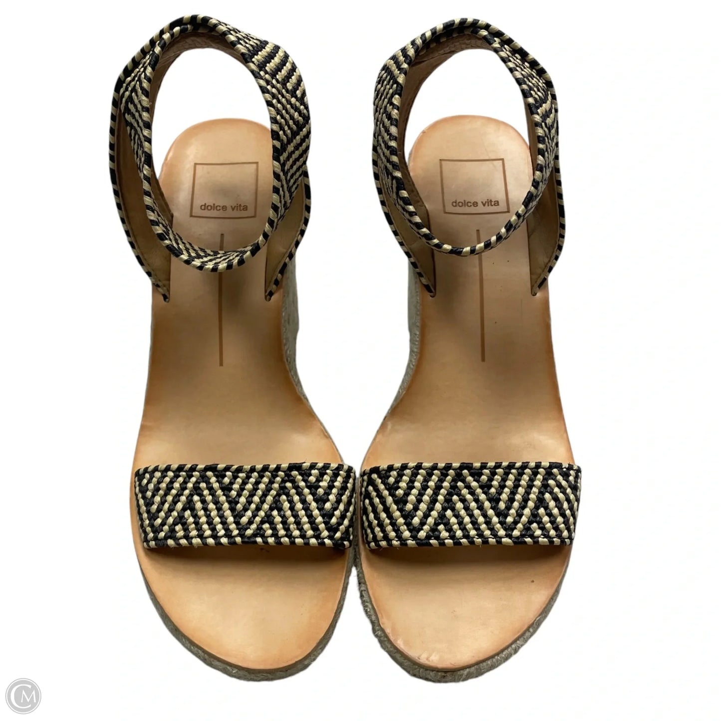 Sandals Heels Wedge By Dolce Vita In Black & Cream, Size: 8