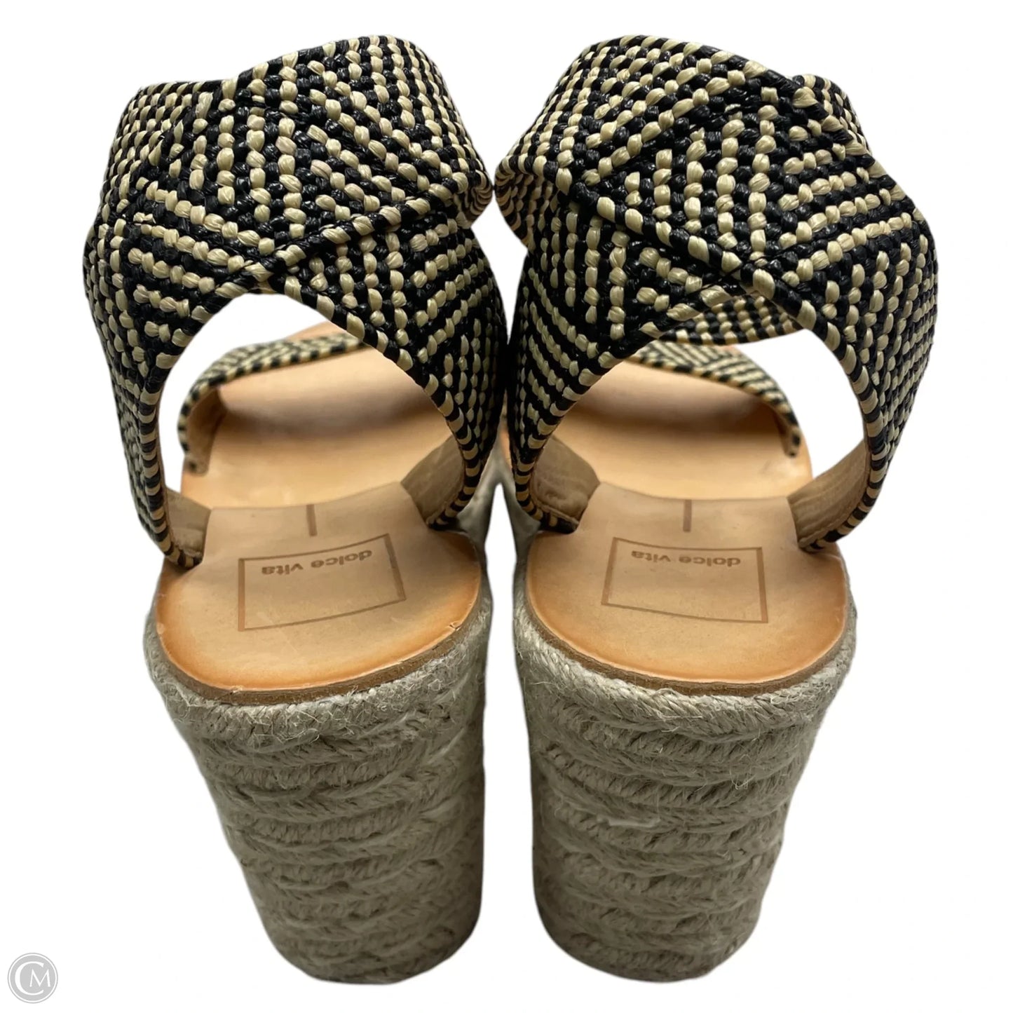 Sandals Heels Wedge By Dolce Vita In Black & Cream, Size: 8