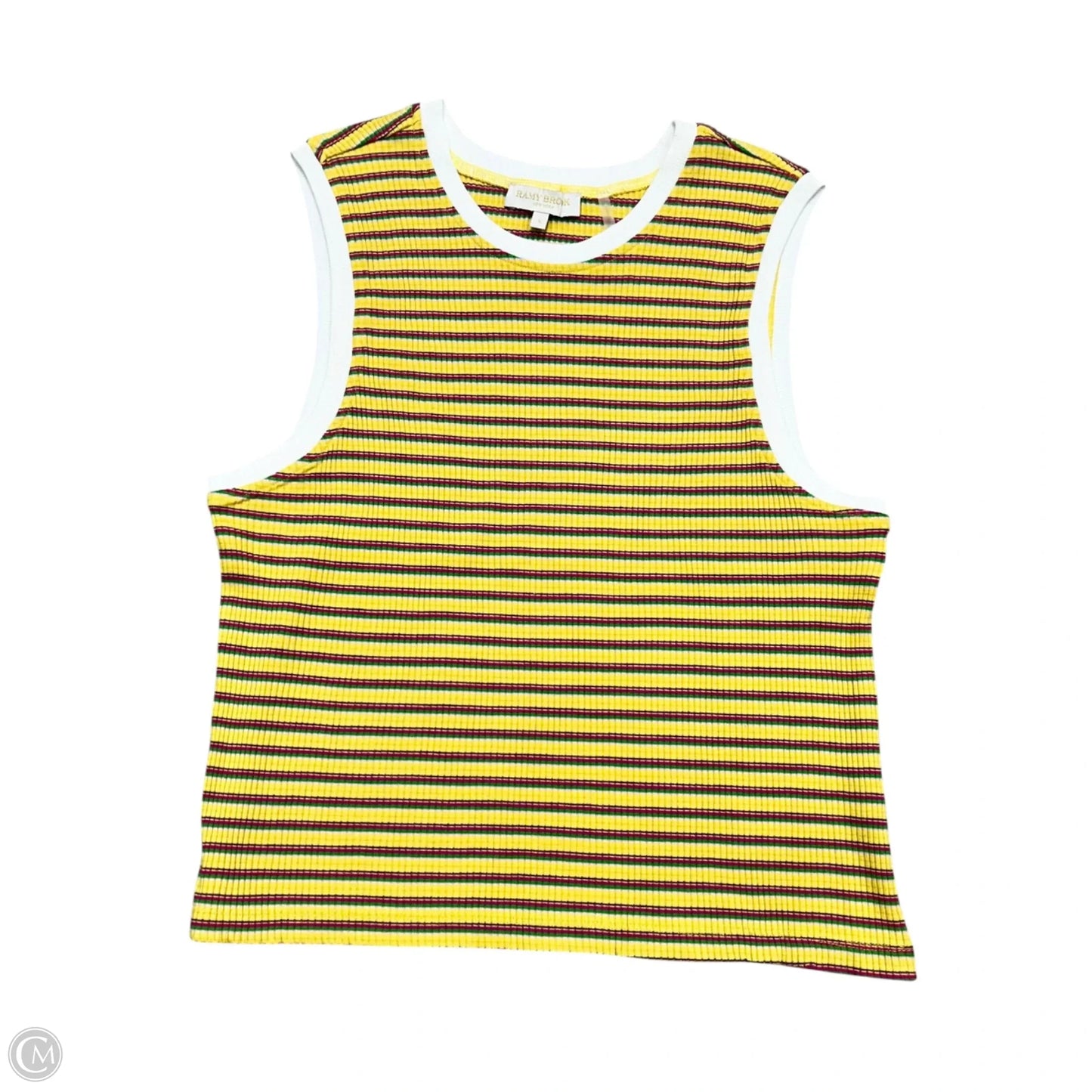 Top Sleeveless By Ramy Brook In White & Yellow, Size: S