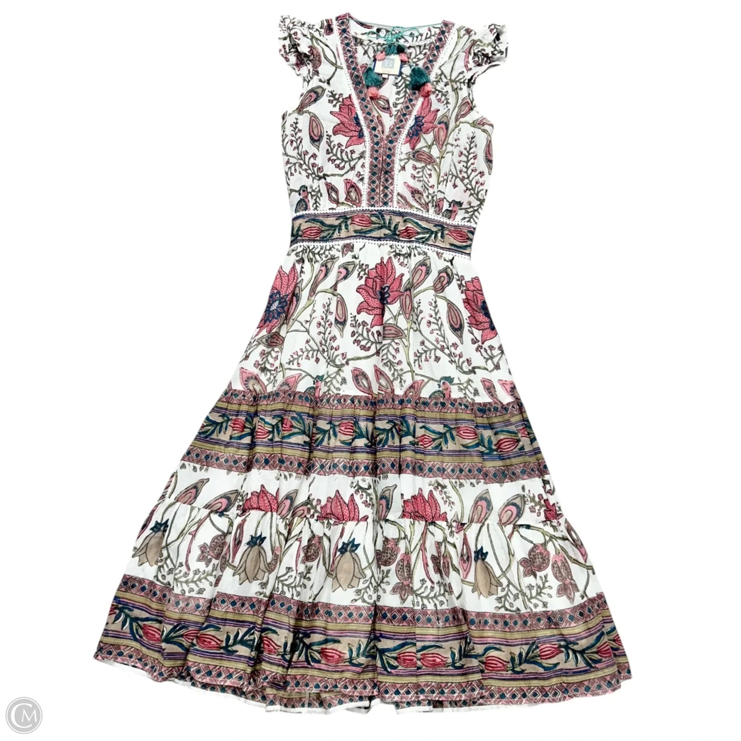 Dress Casual Maxi By Bell In Pink & White, Size: S