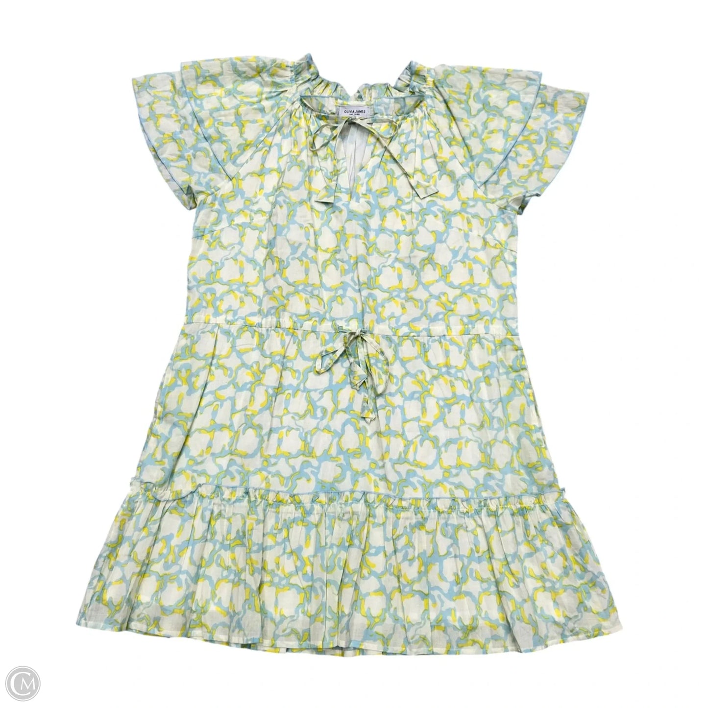 Dress Casual Short By Olivia James In Blue & Yellow, Size: S