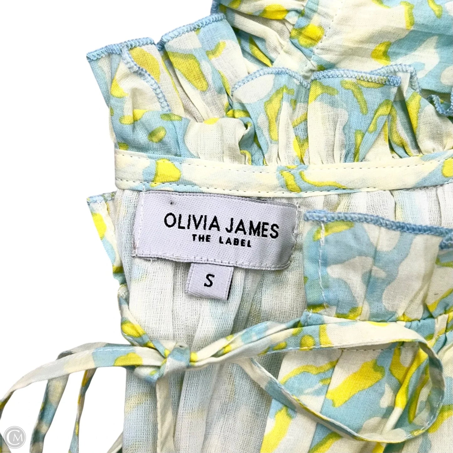 Dress Casual Short By Olivia James In Blue & Yellow, Size: S